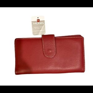 Mundi genuine leather red wallet
